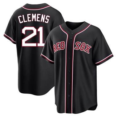 Black Roger Clemens Men's Boston Red Sox Fashion Out Jersey - Replica Big Tall