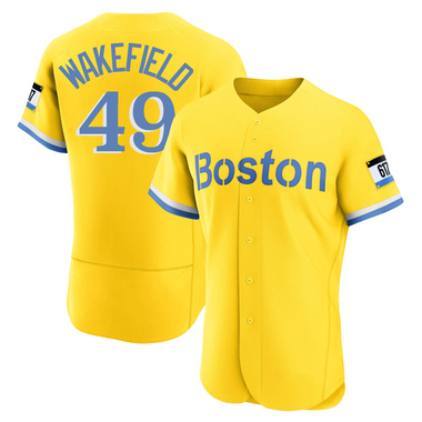 Gold/Light Tim Wakefield Men's Boston Red Sox Blue 2021 City Connect Jersey - Authentic Big Tall
